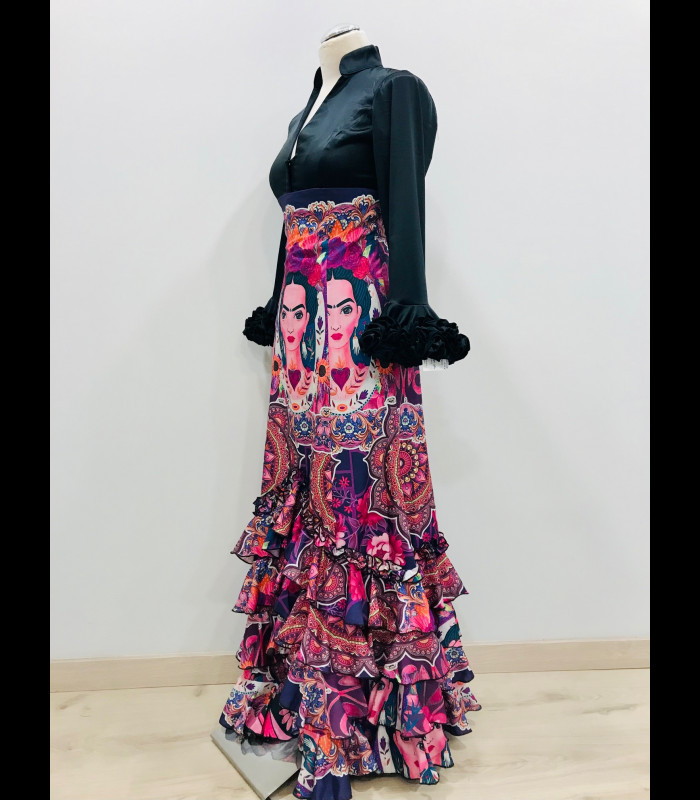 Falda de flamenco profesional modelo Carmensol verde - Flamencodesign  Sevilla