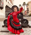 Falda flamenca profesional modelo Sevilla rojo con negro
