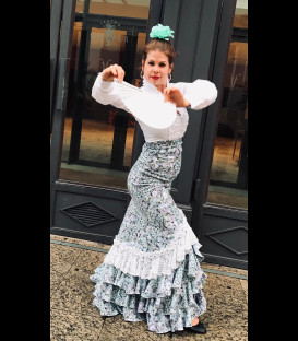 Falda flamenca profesional modelo Carmensol blanca