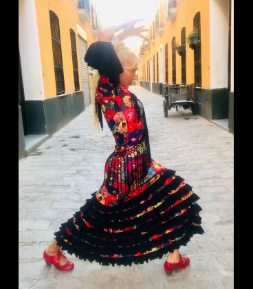 Professional flamenco dress alegrias velvet Rose