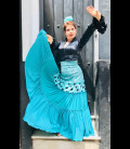 Falda flamenca profesional modelo Sevillanita turquesa