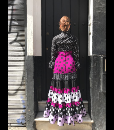 Falda flamenca profesional modelo Sevilla rojo con negro