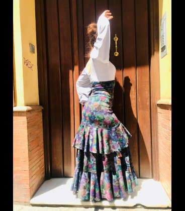 Profesional Flamenco Skirt amanecer flower velvet