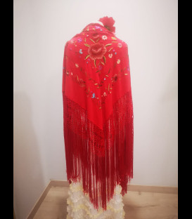 Mantón de seda rojo para bailar (profesional)