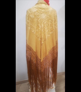 Mantón de seda para bailar color oro
