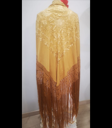 Mantón de seda para bailar color oro