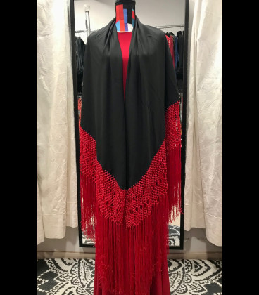 Flamenco dancing Practice shawl black and red
