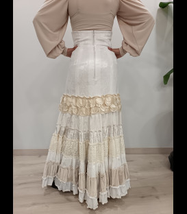 Falda flamenca profesional modelo Sevilla Beige