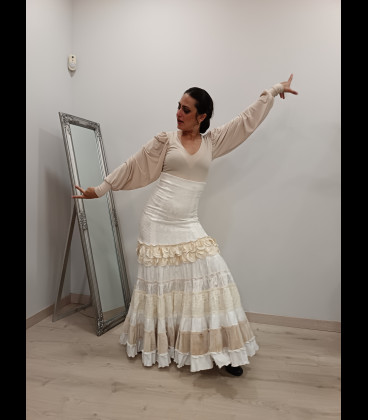 Profesional Flamenco Skirt Sevilla Beige