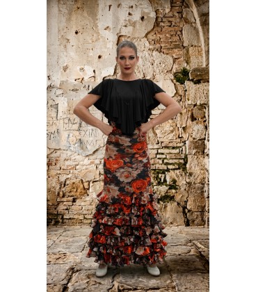 Profesional Flamenco Skirt alegrias orange flowers