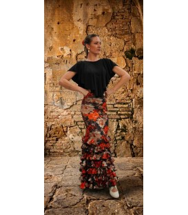 Profesional Flamenco Skirt alegrias orange flowers