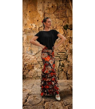 Falda flamenca profesional alegrias flores naranja