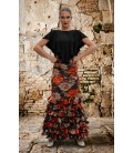 Falda flamenca profesional alegrias flores naranja