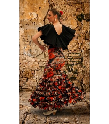 Profesional Flamenco Skirt alegrias orange flowers