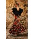 Falda flamenca profesional alegrias flores naranja