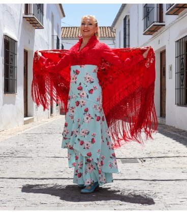 Asymmetric Floral Flamenco Skirt Viento