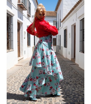 Asymmetric Floral Flamenco Skirt Viento