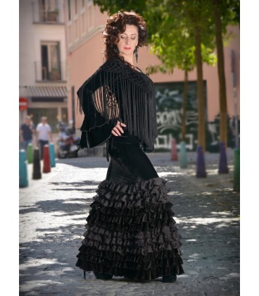 Falda flamenca profesional modelo minivolantes terciopelo