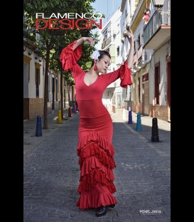 Falda flamenca profesional modelo SOL lycra con encaje (5 volant)