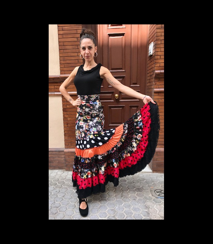 Falda flamenca Fuego Fleco - Flamencodesign Sevilla