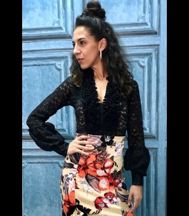 Blusa flamenca Carmen Bombache encaje negro