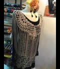 Flamenco crochet shawl in golden color