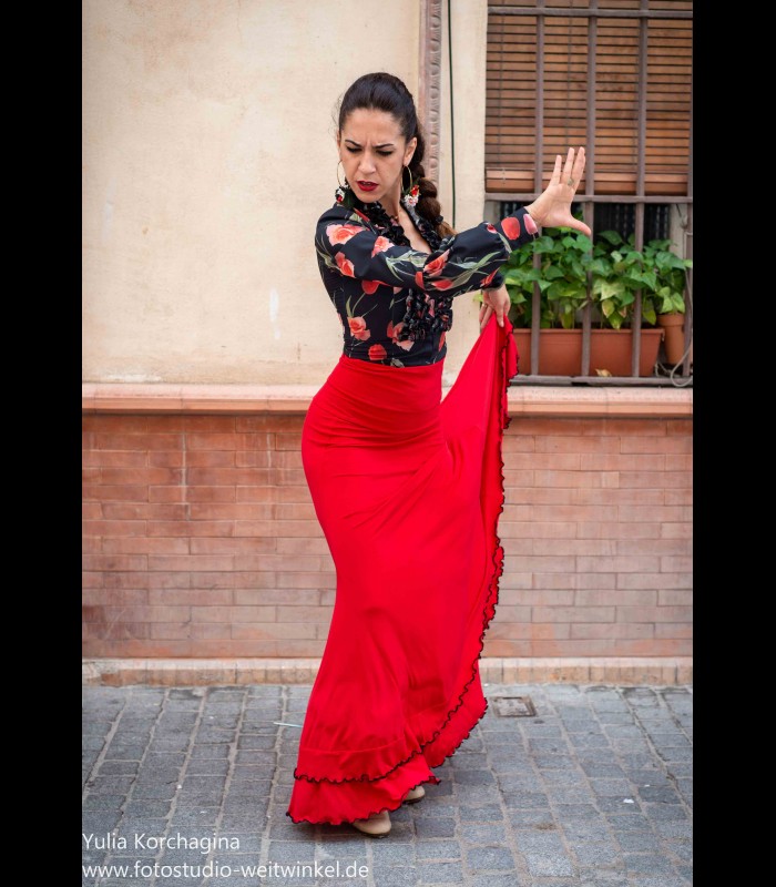 Falda de ensayo flamenca modelo 4/a lycra fina - Flamencodesign