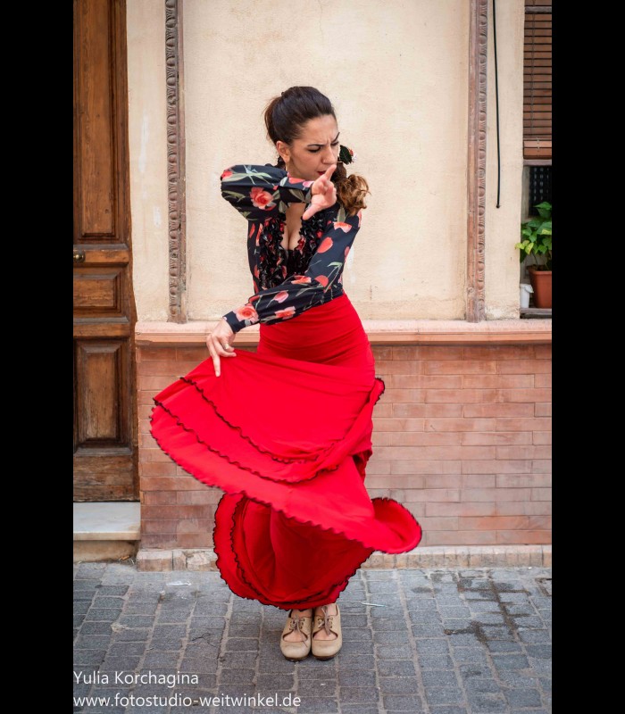 Falda de flamenca de ensayo modelo 2/b lycra - Flamencodesign Sevilla