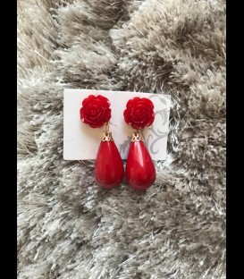 Earring lagrima red/small