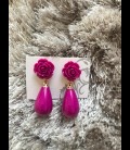 Teardrop earrings in color pink (fuchsia)