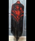 Professional flamenco dancing shawl in color black with red