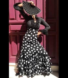Falda de flamenco profesional モデルカルメン Carmensol negroyblanco