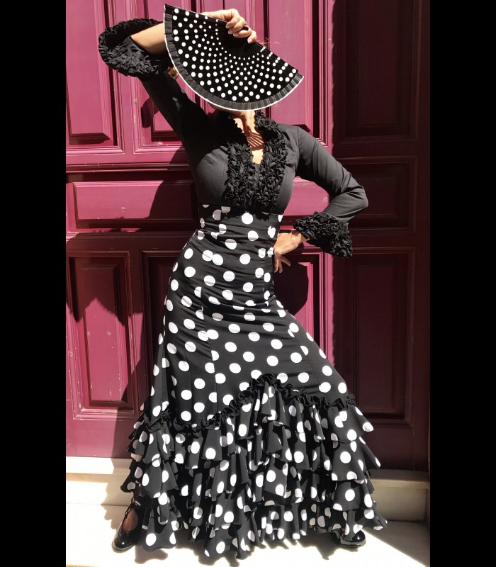 Falda de flamenco profesional modelo Carmensol naranja - Flamencodesign  Sevilla