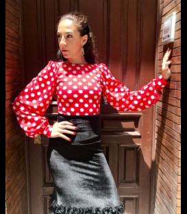 Blouse Claudia in color red with white polka dots