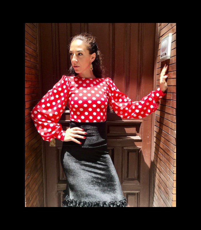 Blusa flamenca roja con lunares - Flamencodesign Sevilla