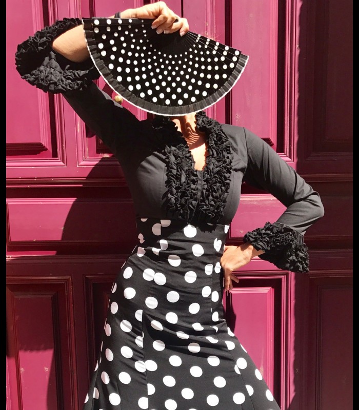 perdí mi camino Raza humana tono Blusa flamenca Carmen Rush negro - Flamencodesign Sevilla