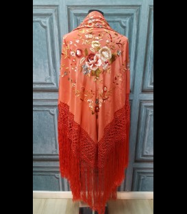 Professional flamenco dancing shawl in color light coral