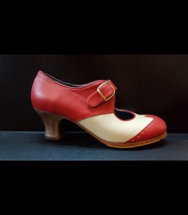 Professional flamenco shoes in color beige/red Luna Flamenca
