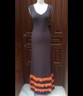 Flamenco dress 12 Ancho brown/orange lace fringes