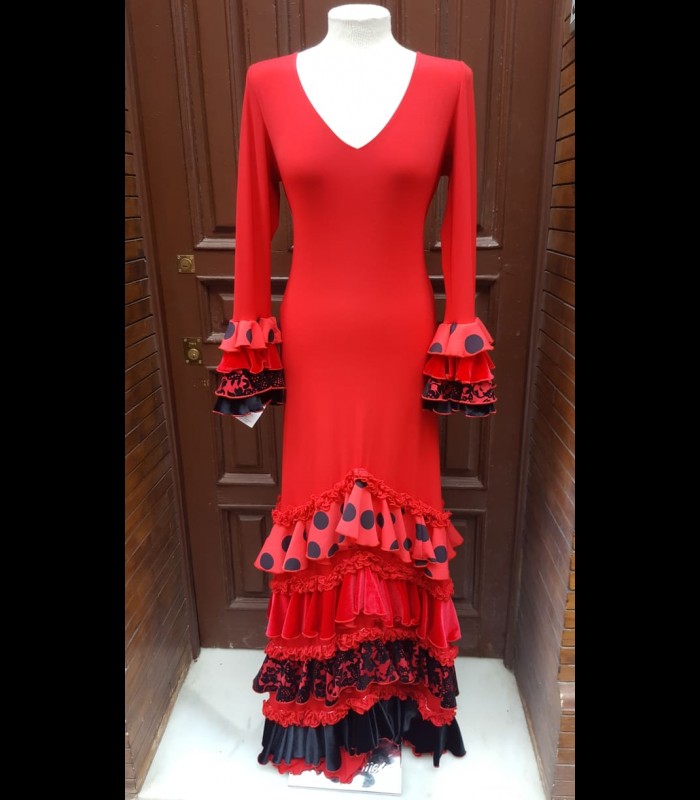 Vestido de flamenco Lola Flores rojo - Flamencodesign