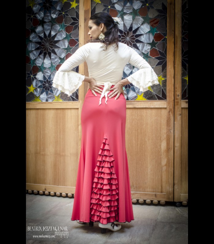 Falda flamenca de ensayo modelo Fiona lycra fina - Flamencodesign