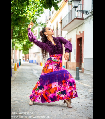 Falda flamenca morado Fleco