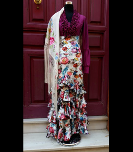 Profesional Flamenco Skirt amanecer flower velvet