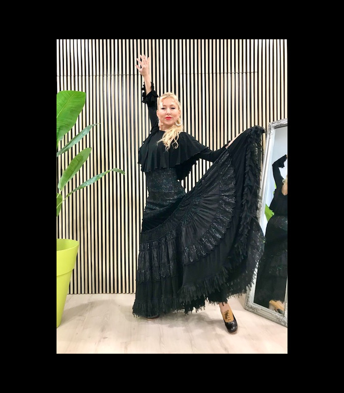 Falda flamenca profesional modelo Carmensol negroyblanco