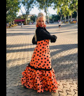Falda de flamenco profesional modelo Carmensol naranja