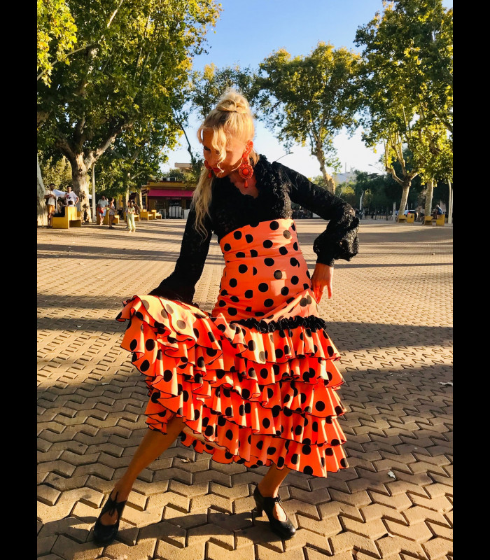 Falda flamenca niña modelo Fiona lunares - Flamencodesign Sevilla