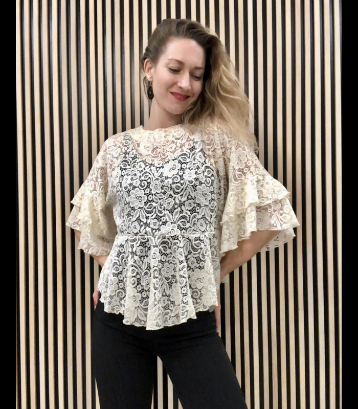 Fácil de comprender ambiente Flor de la ciudad blusa de encaje talla unica - Flamencodesign Sevilla