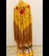 Mantón de seda para bailar en color oro bordado con flores